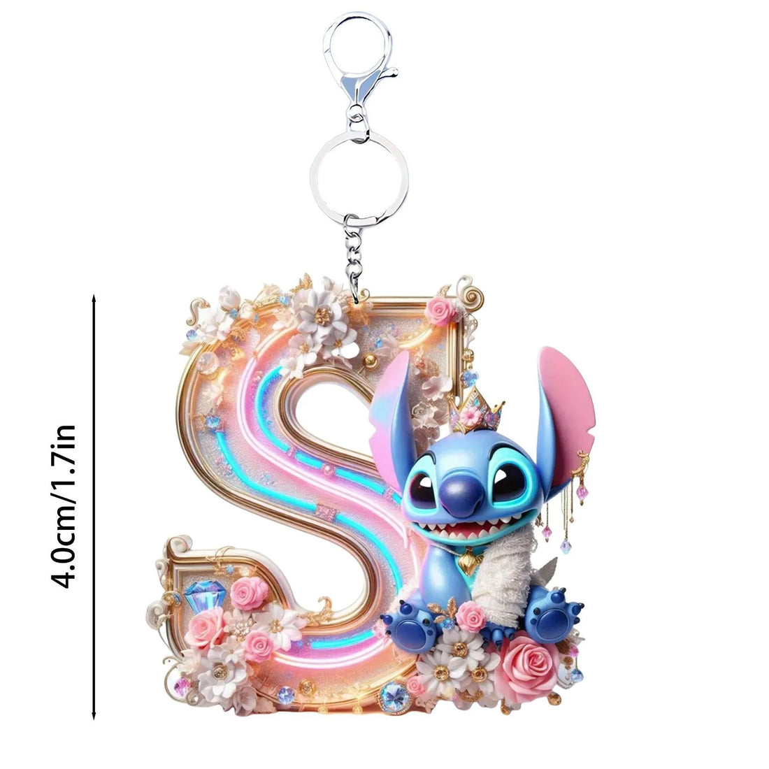Acrylic flat 2D Stitch 26 English letters Pendant Keychain Rearview Mirror Pendant Birthday Cake Ornament Gift Animation