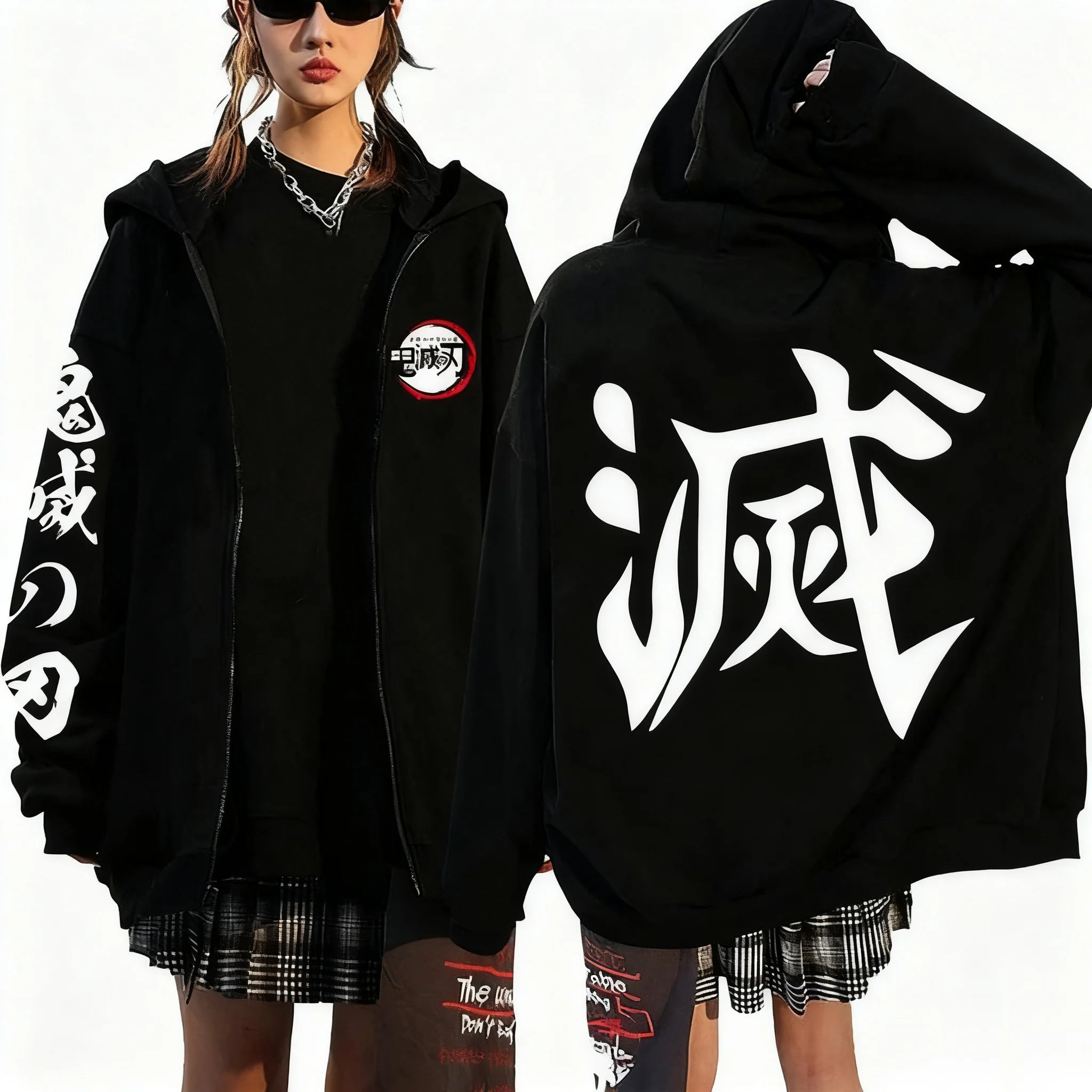 Demon Slayer Anime Zipper Hoodie Y2K Clothing Printed Pattern Anime Hoodie