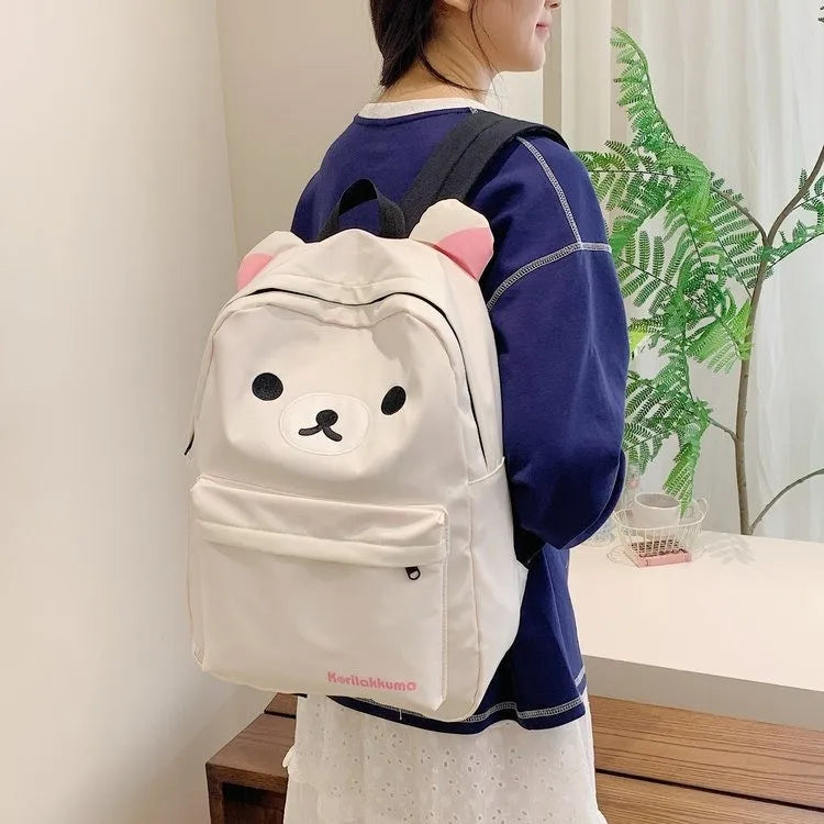 Hot Cute Bear Rilakkumas Backpack Large Capacity Anime Cartoon Backpack Stylish Student School Bag Nylon Shoulder Bags Schoolbag
