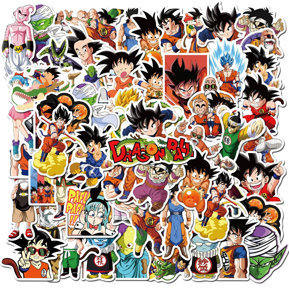 50/100pcs Cool Anime Dragon Ball Stickers for Kids Toys Son Goku Cartoon Decals DIY Skateboard Laptop Motorcycle Sticker Packs