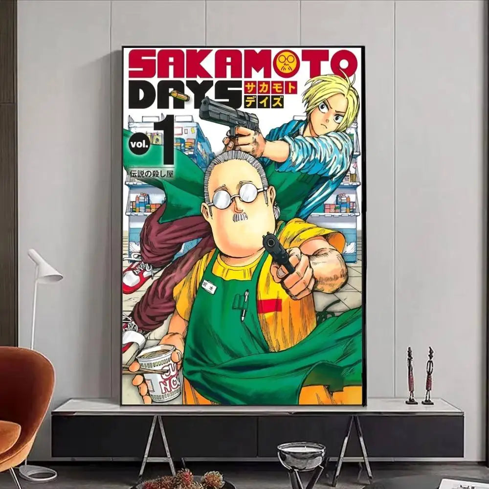 Popular Japanese Anime S-SAKAMOTO D-DAYS Manga Posters Fancy Wall Sticker for Living Room Bar Decoration Wall Decor
