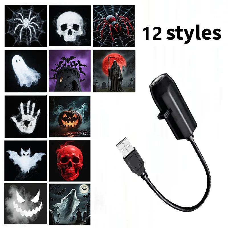 Halloween Led Projector Night Lights USB Plug and Play HD LED Projector Lights for Room Ceiling Window Halloween Decor Wall Lamp