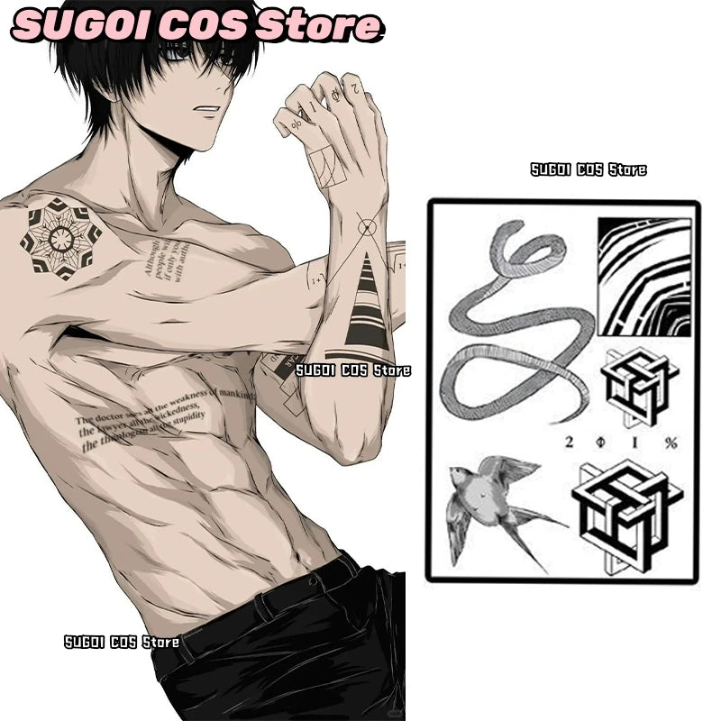 Nagumo Yoichi Anime Sakamoto Days Cosplay Costume Tattoo Sticker {SUGOI COS}Hand, Back, Leg Tatoos Halloween Disguise Decals