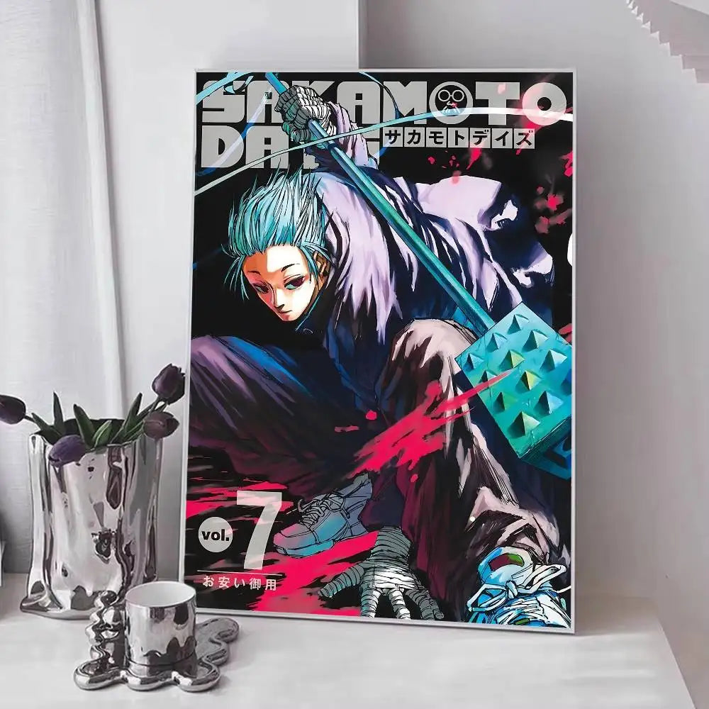 Popular Japanese Anime S-SAKAMOTO D-DAYS Manga Posters Fancy Wall Sticker for Living Room Bar Decoration Wall Decor