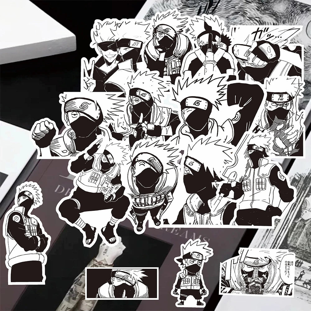 10/30/75pcs Anime NARUTO Hatake Kakashi Stickers Cool Black and White Graffiti Sticker DIY Phone Laptop Skateboard Cartoon Decal