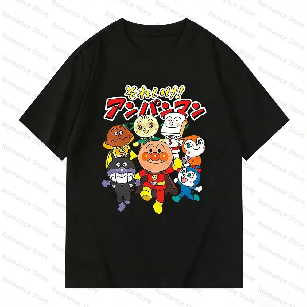 Anpanman All Friends Group Print T-shirt Men's Shirt Women t-shirt Anime Short Sleeve Tees Casual Summer Daily Wear Cartoon Tops