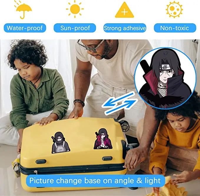 Anime Naruto Sticker 3D Gradient Uchiha Itachi  Motion Stickers Creative Car Sticker Notebook Luggage Waterproof Decal Toy