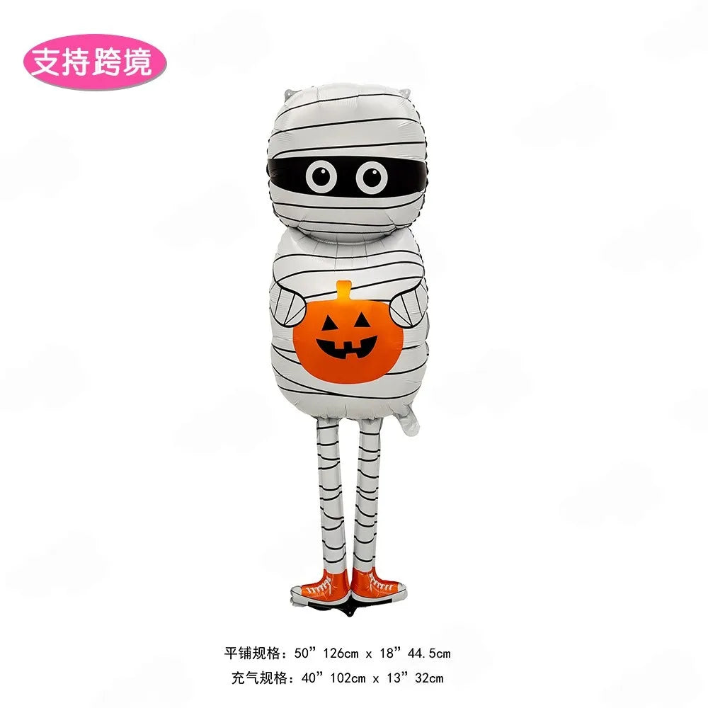 2026 Large Halloween Aluminum Film Balloons Bat Pumpkin Ghost Monster Inflatable Seated Standing Halloween Balloon Party Supplie
