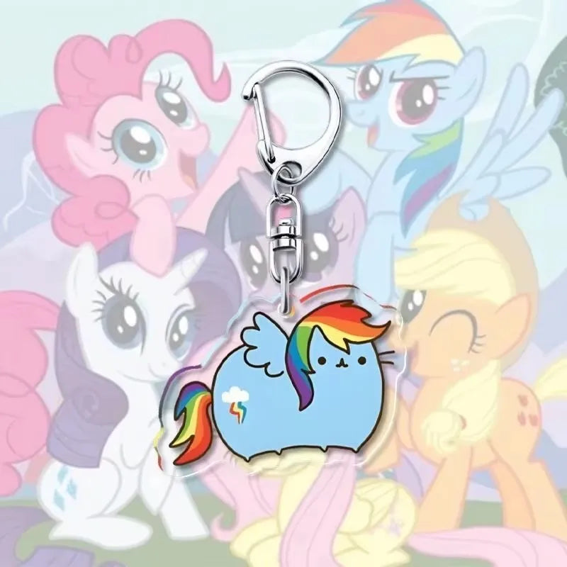 1pcs My Little Pony Keychain acrylic Pendant Anime Keyring Cartoon Decorative Pendants