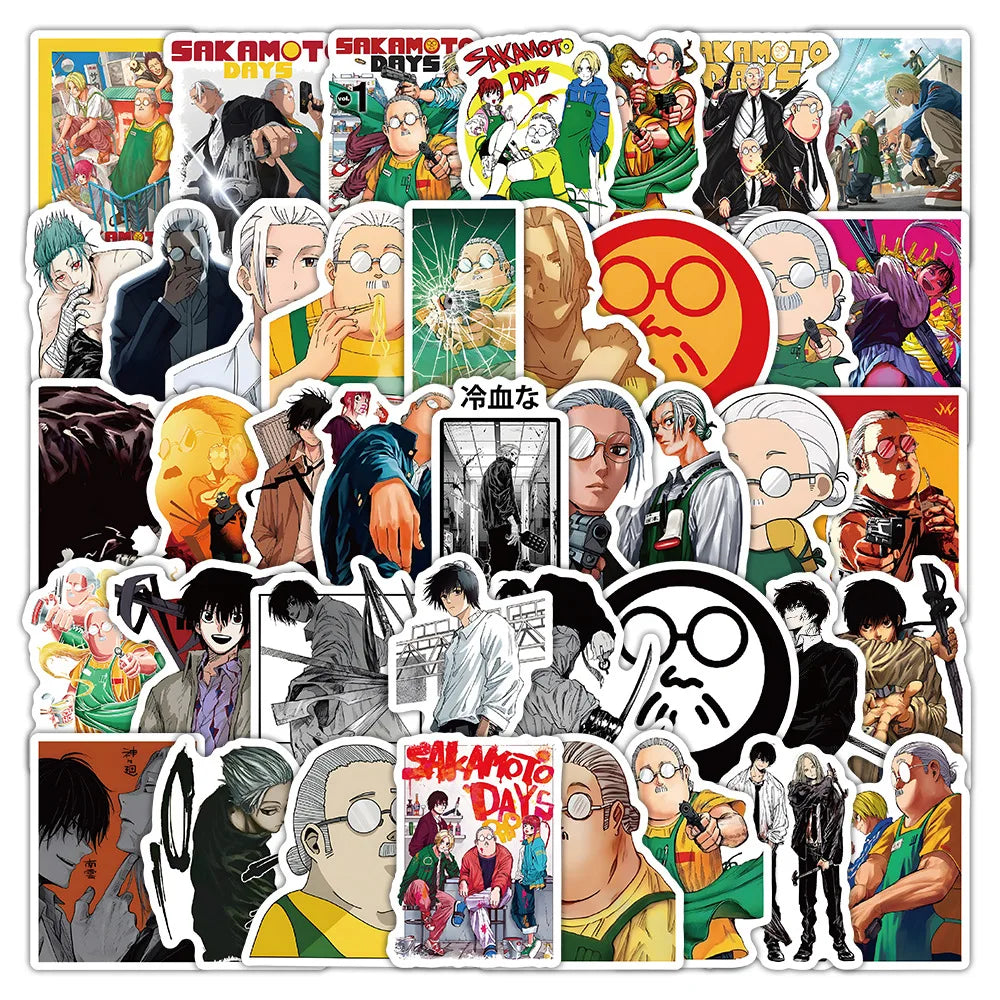 60Pcs Sakamoto Days Graffiti Stickers Scooter Notebook DIY Manga Stickers