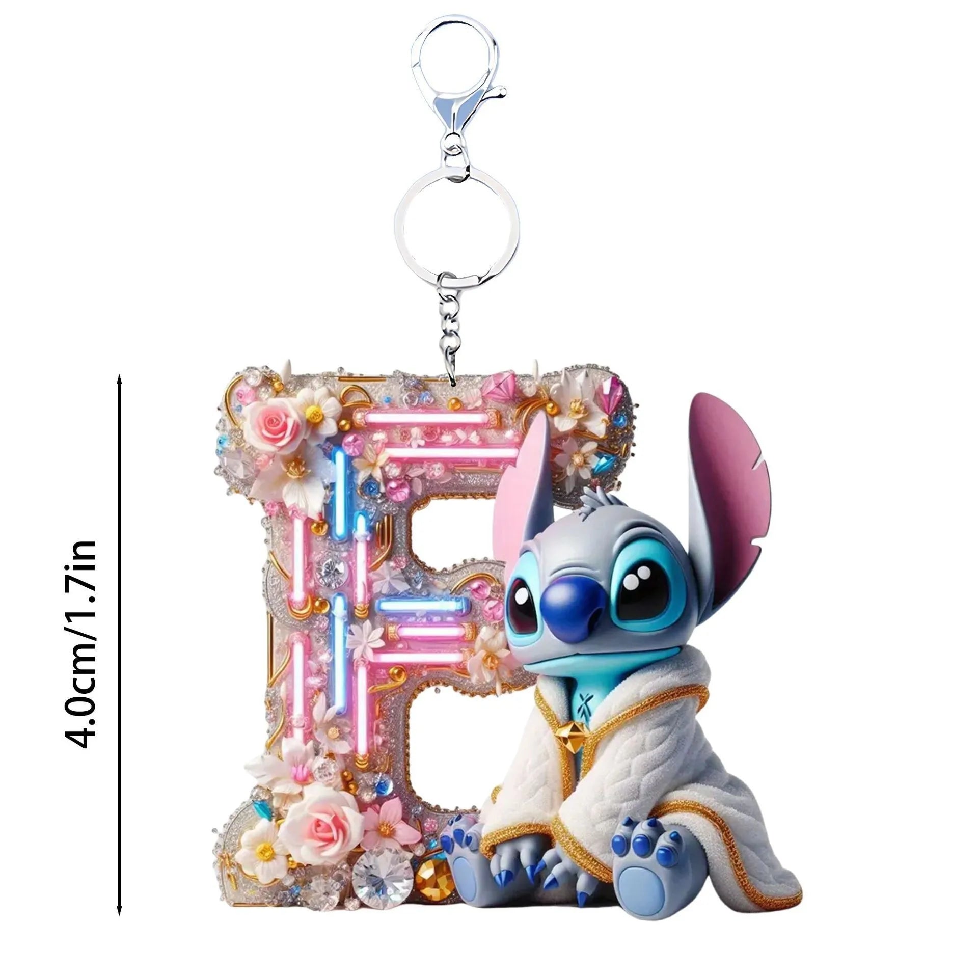 Acrylic flat 2D Stitch 26 English letters Pendant Keychain Rearview Mirror Pendant Birthday Cake Ornament Gift Animation