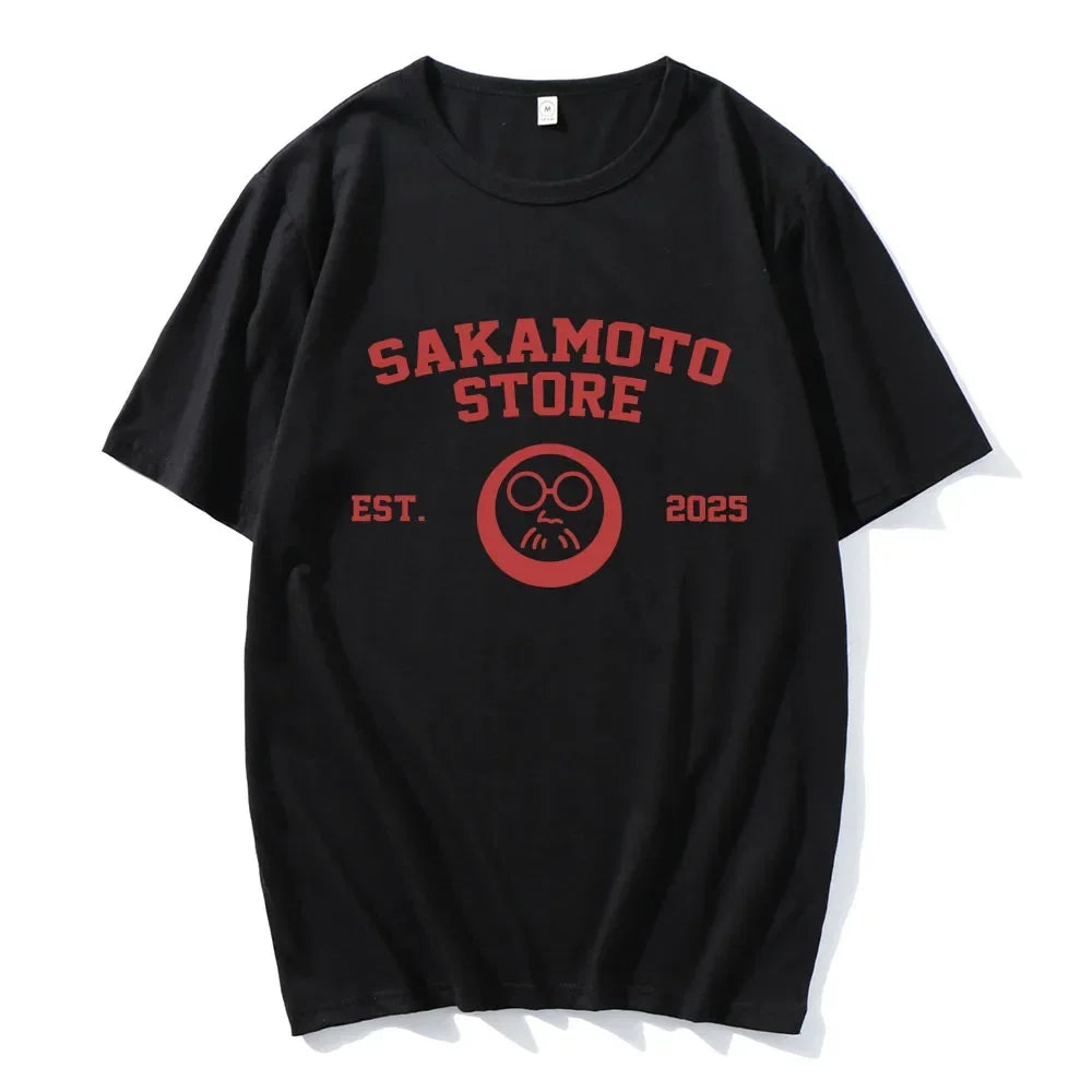 Sakamoto Store EST 2025 Tshirts Cartoon Manga Sakamoto Days Printing T-shirt Short Sleeve Men women Tee-shirt Unisex Streetwear