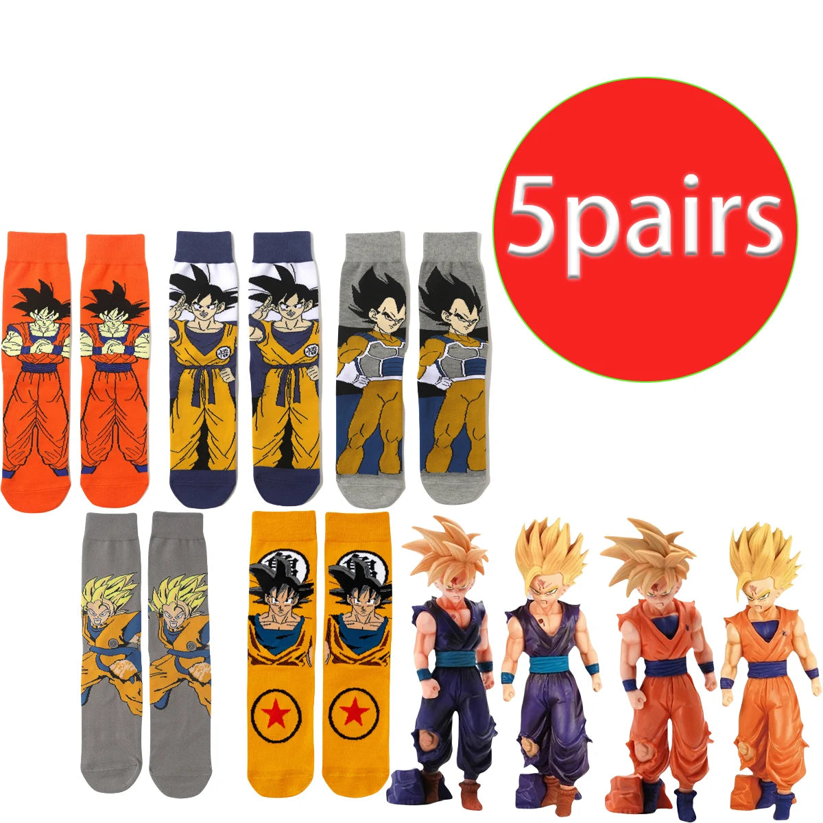 5 pairs of trendy anime socks, fun hip-hop style, high-quality neutral stockings, cosplay, men's and women's holiday gifts