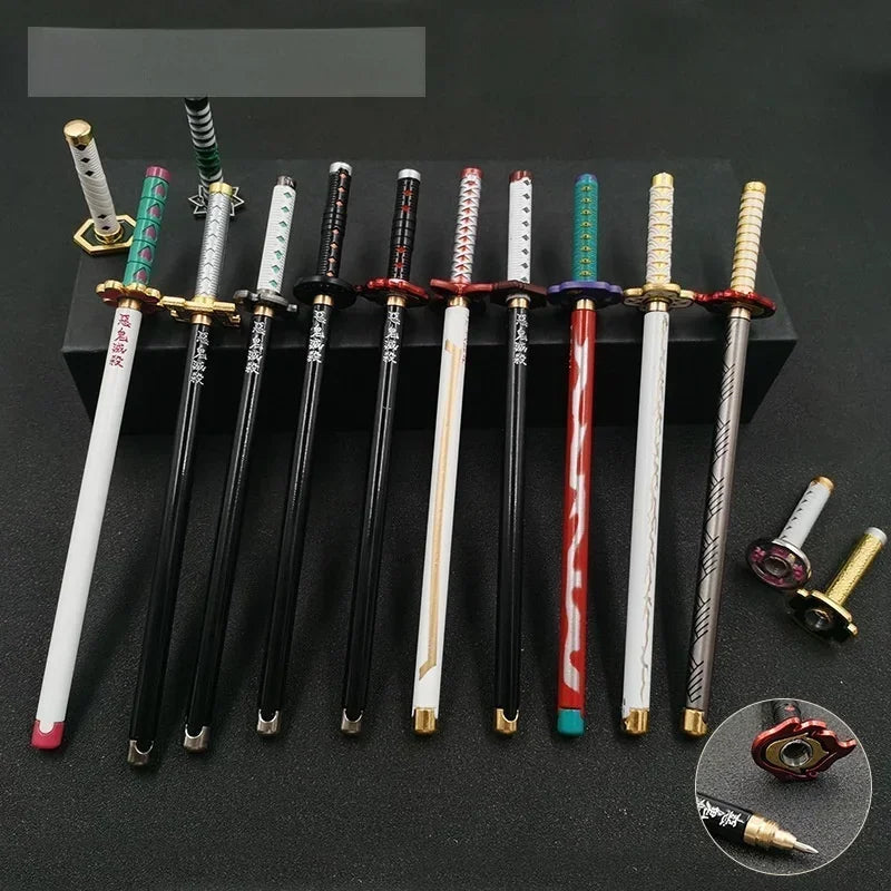 New 17 Styles Japan Anime Demon Slayer Model Gel Pen 0.5mm Black Refill Cosplay Prop Kid Student Gift SlayerWeapon Sword