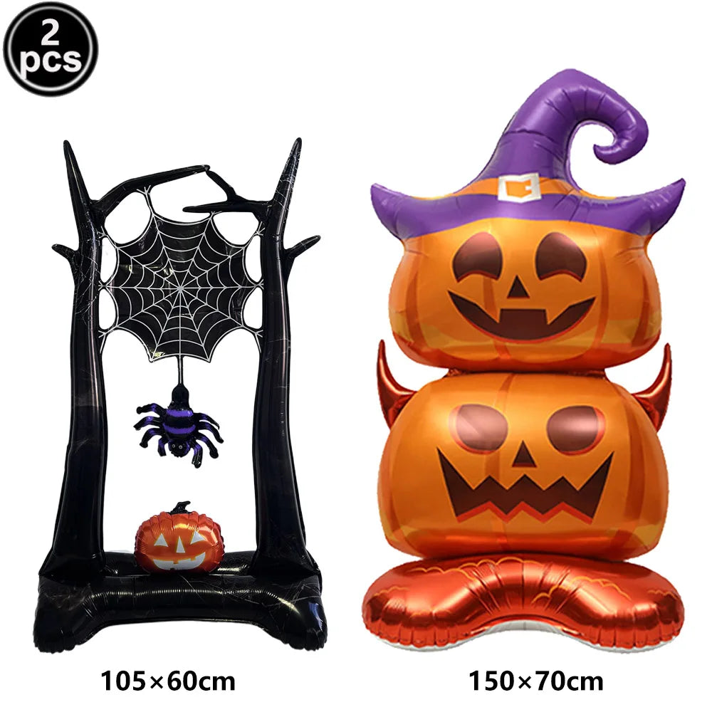 Large Halloween Standing Foil Balloons Haunted House Castle Skull Coffin Witch Mylar Balloon Halloween Party Decoration Balloon
