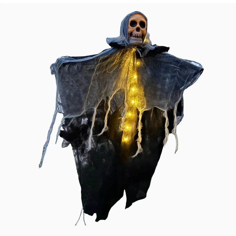 1pcs Halloween Glowing Skull Skeleton Gauze Hanging Ghost Home Outdoor Garden Decoration Halloween Party Horror Ghost Props 2026