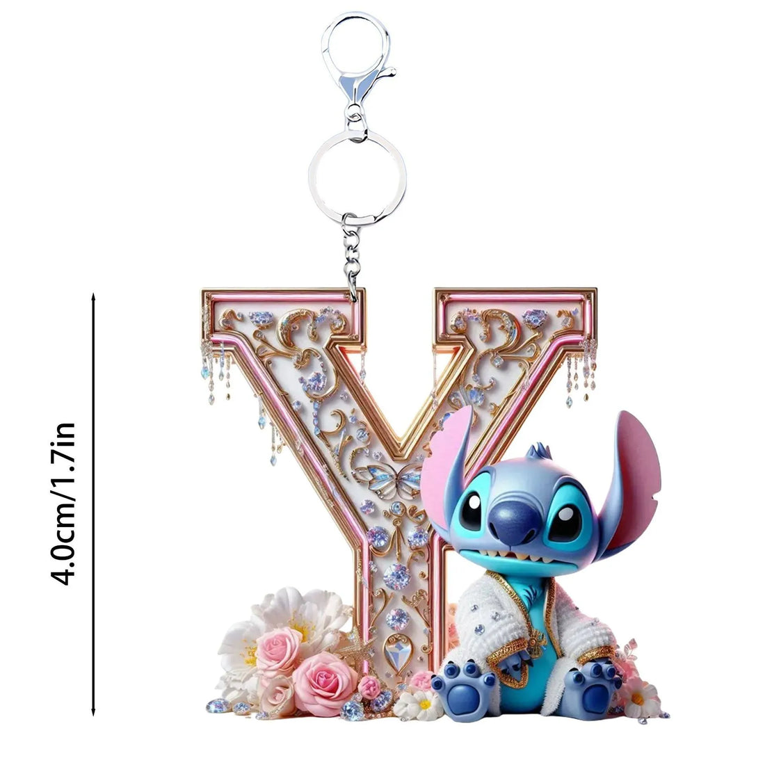 Acrylic flat 2D Stitch 26 English letters Pendant Keychain Rearview Mirror Pendant Birthday Cake Ornament Gift Animation