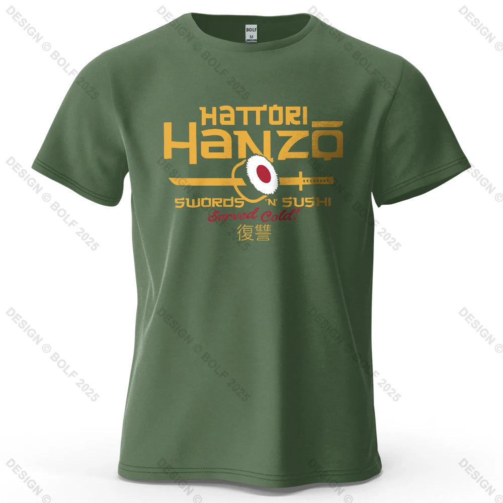 Hattori Hanzo Printed Men's T-Shirt 100% Cotton Oversized Anime Fashion Graphic Tees for Women Tops Streetwear Cultural Apparel