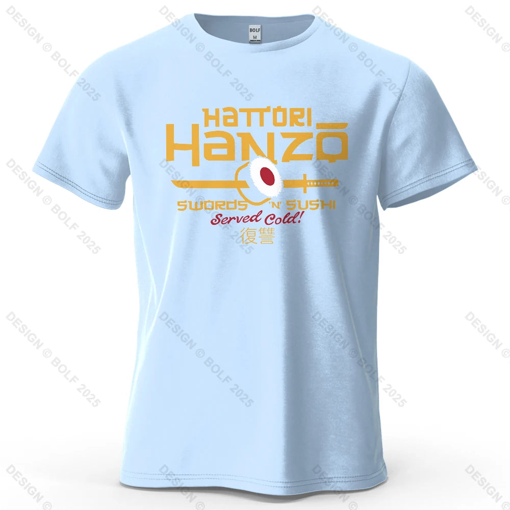 Hattori Hanzo Printed Men's T-Shirt 100% Cotton Oversized Anime Fashion Graphic Tees for Women Tops Streetwear Cultural Apparel