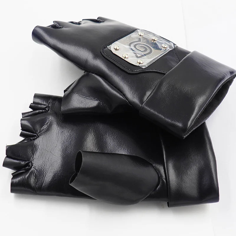 Anime Naruto PU Gloves Cartoons Kakashi Action Figures Cosplay Props Model Half Gloves Finger Toys for Adult Children Gifts