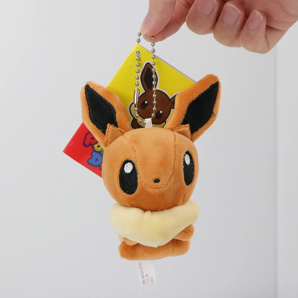 Pokemon Eevee Family Keychains Pendant Plush Toy Glaceon Vaporeo Sylveon Espeon Flareon Cute Anime Stuffed Doll Birthday Gift