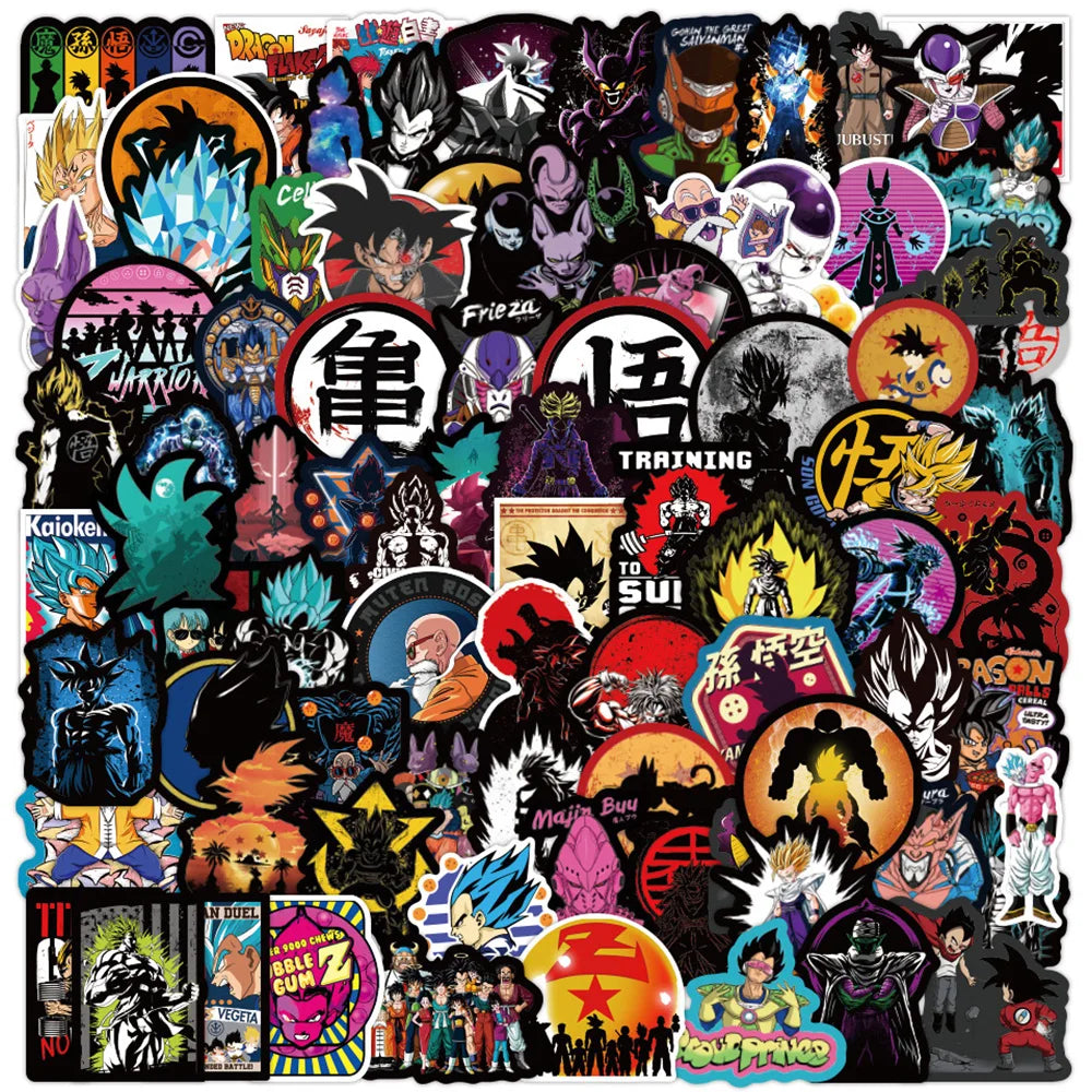 50/100pcs Cool Anime Dragon Ball Stickers for Kids Toys Son Goku Cartoon Decals DIY Skateboard Laptop Motorcycle Sticker Packs