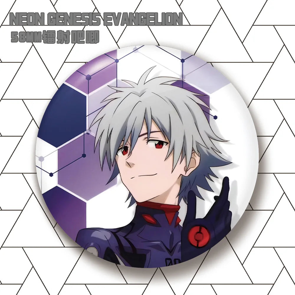 Evangelion Asuka Langley Soryu Rei Ayanami Kaworu Nagisa Mari Makinami Anime Merch Badge Pin Laser Engraved Illustrious Anima