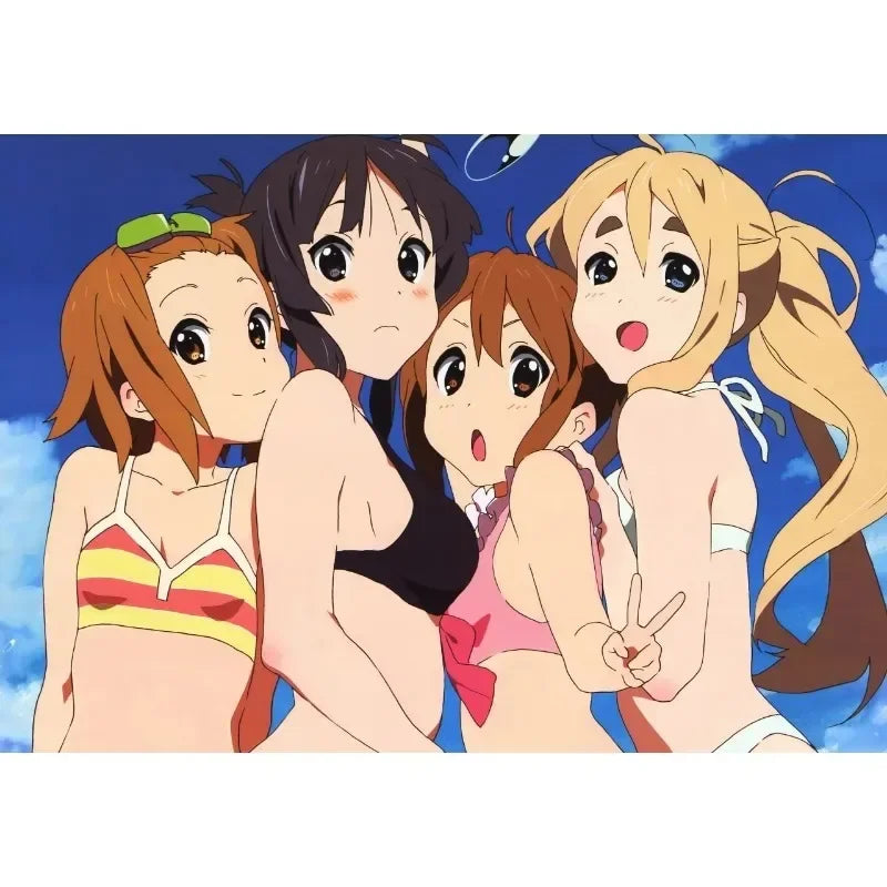 Japan Classic Anime Music K-On! Poster Print Cute Beautiful Girl Band HD 4K Canvas Painting Wall Art Home Living Room Decorative
