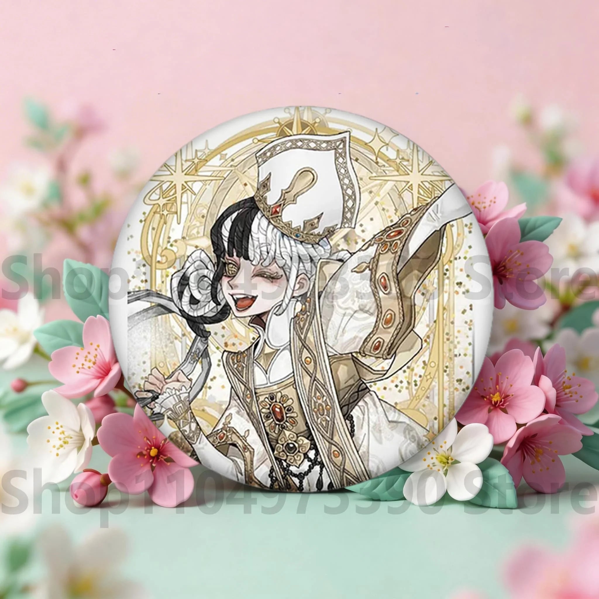 Anime Game Identity V Badge Michiko Hastur Fiona Gilman Joseph Desaulniers Round Button Pins for Schoolbag Cosplay Brooch Gift