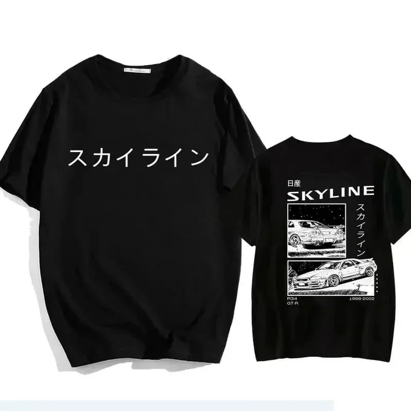 Best-selling Men's Casual T-Shirt - High-quality Japanese anime AE86 pattern printed fashionable trendy top