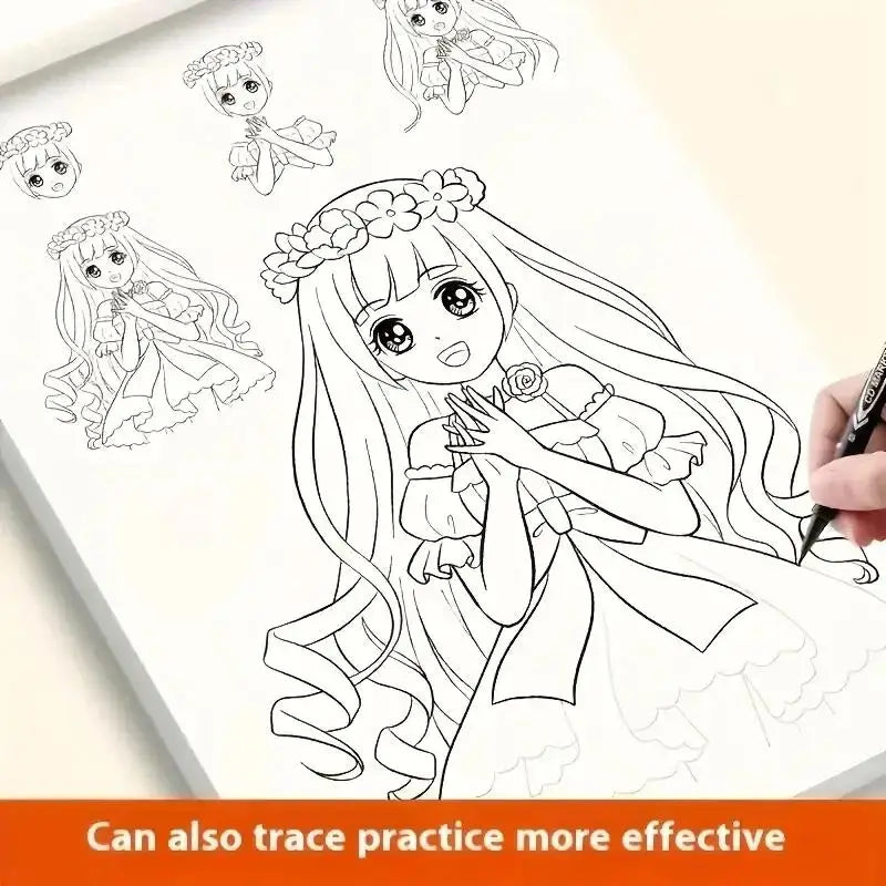 48Pages Anime Character Line Art Drawing Book Simple Hand Drawn Outlines Sketch Book For Beginners Tracing & Painting Practice