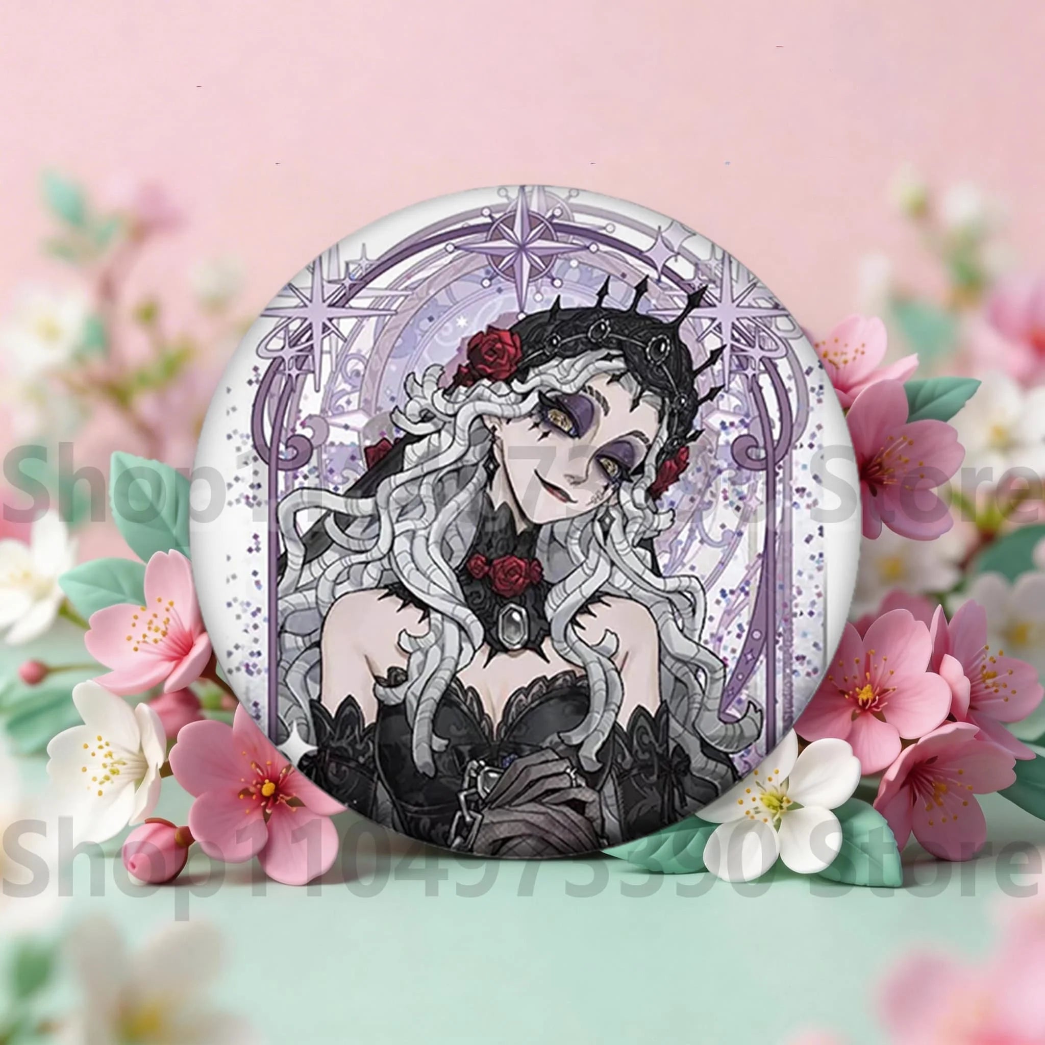Anime Game Identity V Badge Michiko Hastur Fiona Gilman Joseph Desaulniers Round Button Pins for Schoolbag Cosplay Brooch Gift