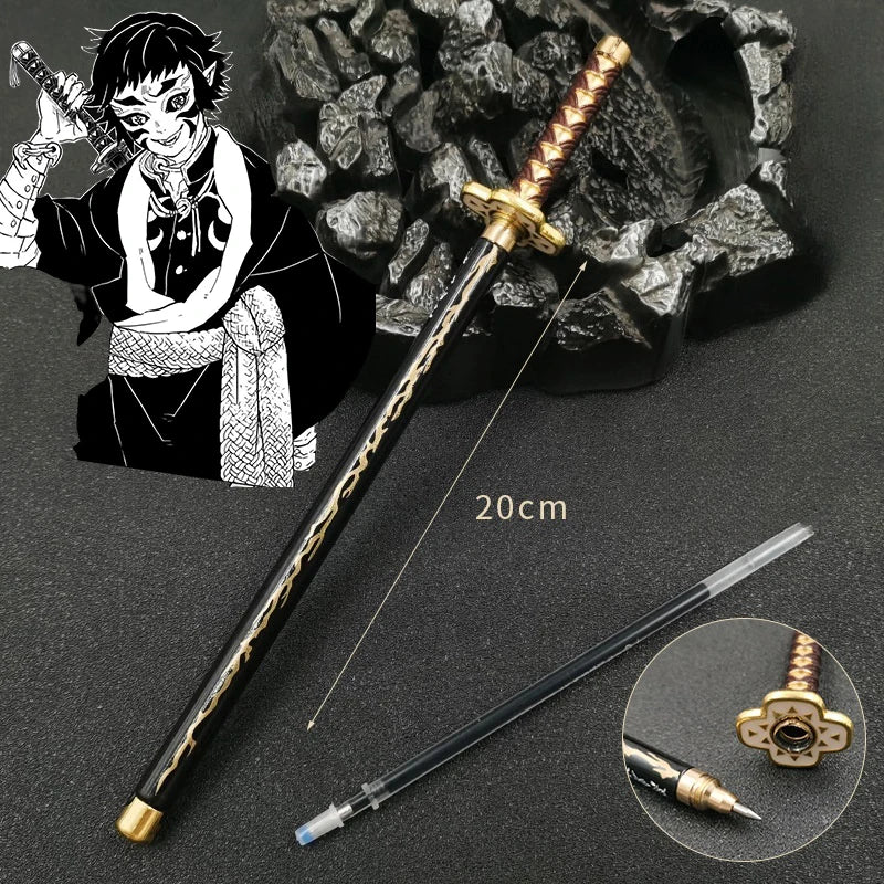 New 17 Styles Japan Anime Demon Slayer Model Gel Pen 0.5mm Black Refill Cosplay Prop Kid Student Gift SlayerWeapon Sword