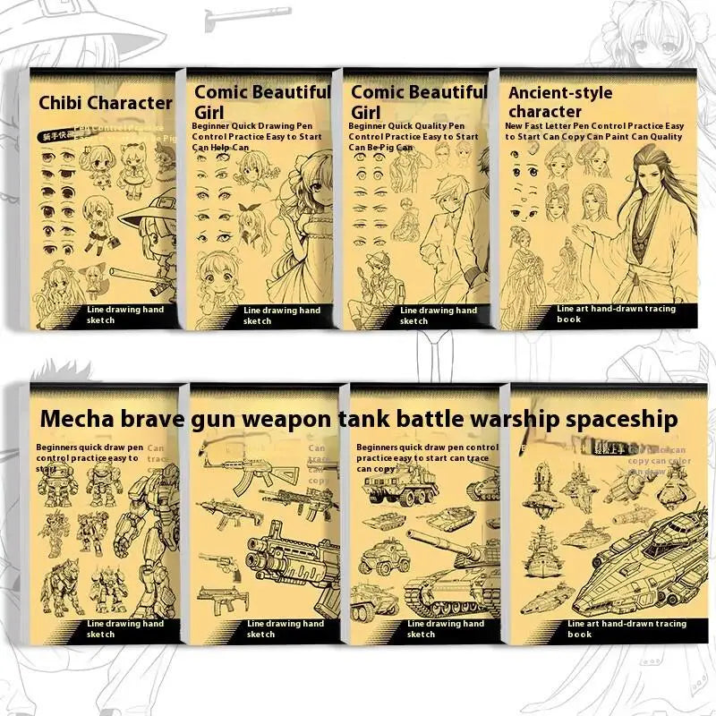 48Pages Anime Character Line Art Drawing Book Simple Hand Drawn Outlines Sketch Book For Beginners Tracing & Painting Practice