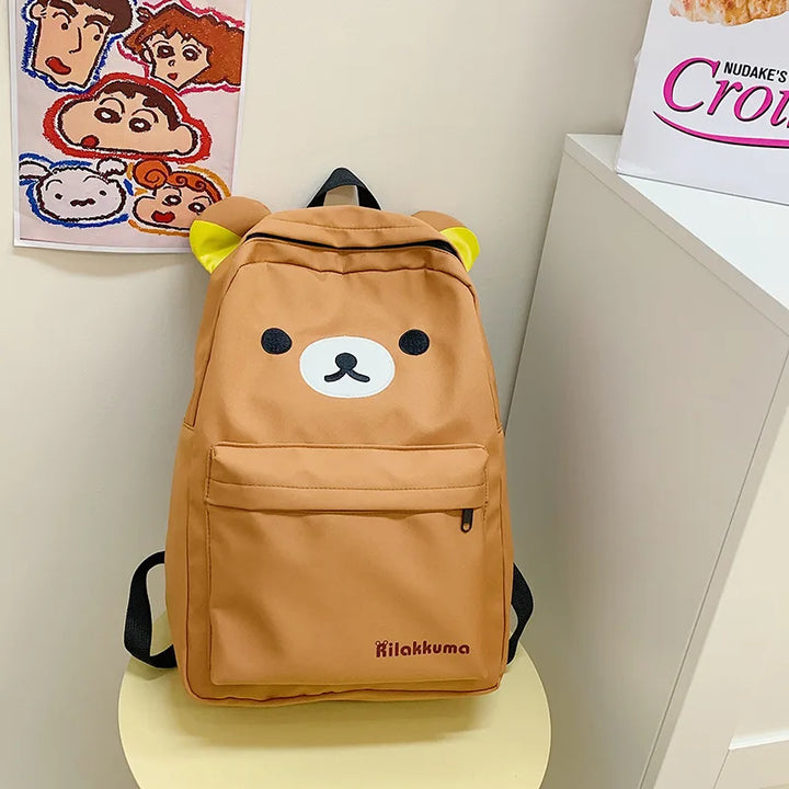 Hot Cute Bear Rilakkumas Backpack Large Capacity Anime Cartoon Backpack Stylish Student School Bag Nylon Shoulder Bags Schoolbag