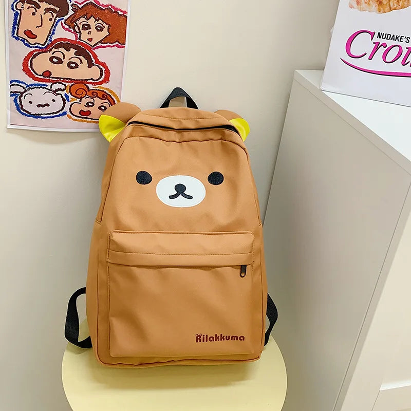 Hot Cute Bear Rilakkumas Backpack Large Capacity Anime Cartoon Backpack Stylish Student School Bag Nylon Shoulder Bags Schoolbag