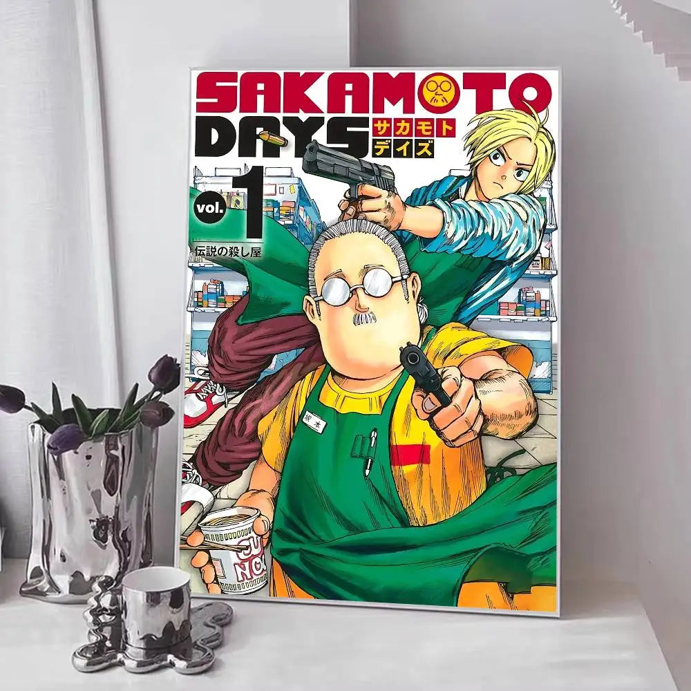 Popular Japanese Anime S-SAKAMOTO D-DAYS Manga Posters Fancy Wall Sticker for Living Room Bar Decoration Wall Decor