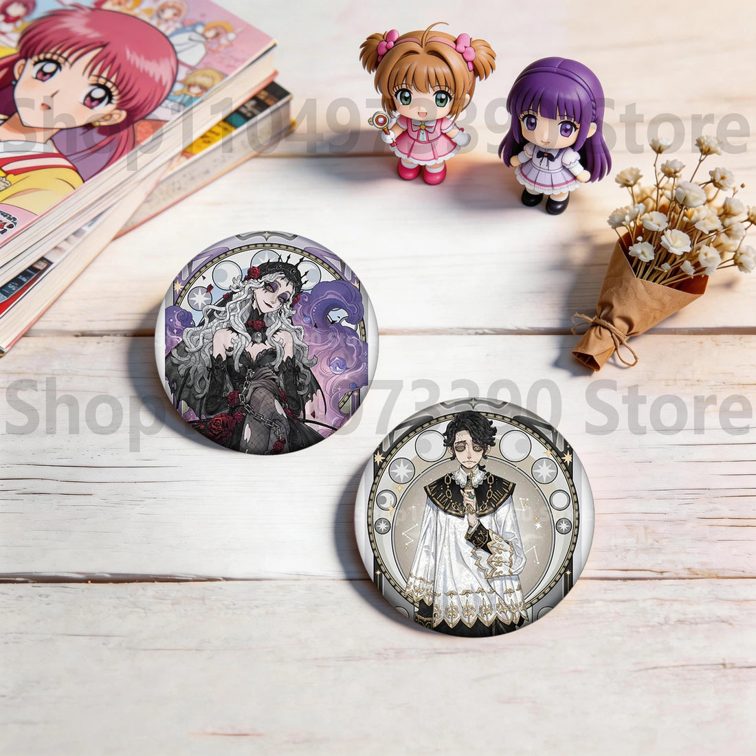 Anime Game Identity V Badge Michiko Hastur Fiona Gilman Joseph Desaulniers Round Button Pins for Schoolbag Cosplay Brooch Gift