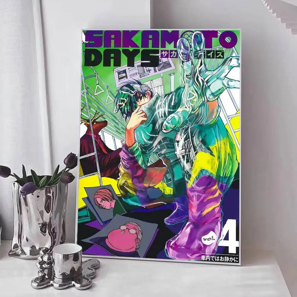 Popular Japanese Anime S-SAKAMOTO D-DAYS Manga Posters Fancy Wall Sticker for Living Room Bar Decoration Wall Decor