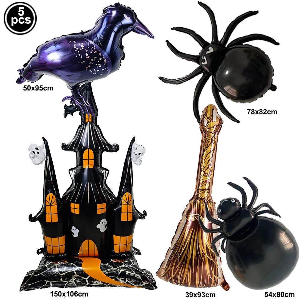 Large Halloween Standing Foil Balloons Haunted House Castle Skull Coffin Witch Mylar Balloon Halloween Party Decoration Balloon
