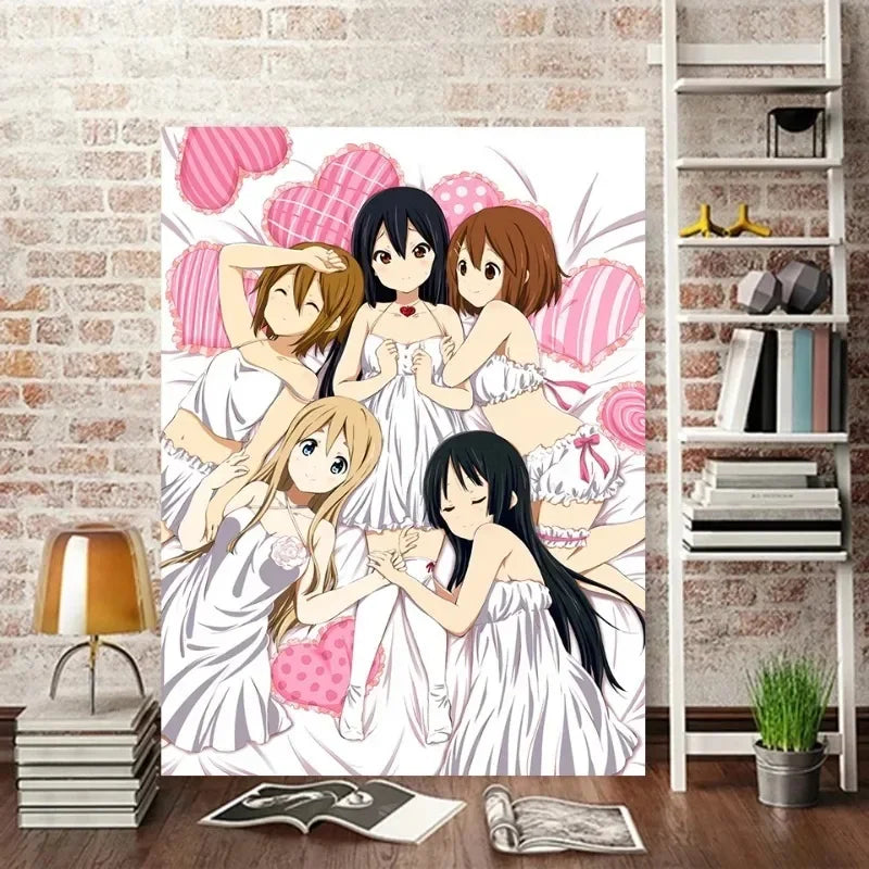 Japan Classic Anime Music K-On! Poster Print Cute Beautiful Girl Band HD 4K Canvas Painting Wall Art Home Living Room Decorative