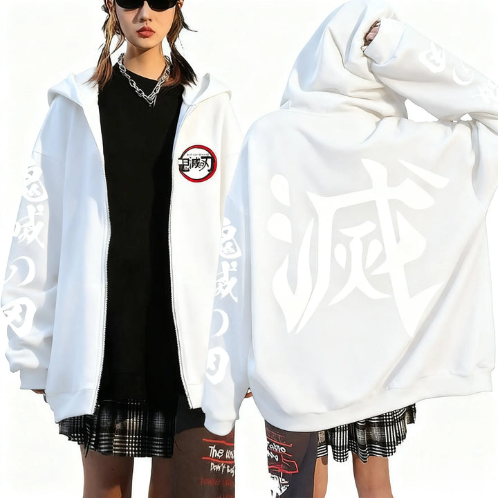 Demon Slayer Anime Zipper Hoodie Y2K Clothing Printed Pattern Anime Hoodie