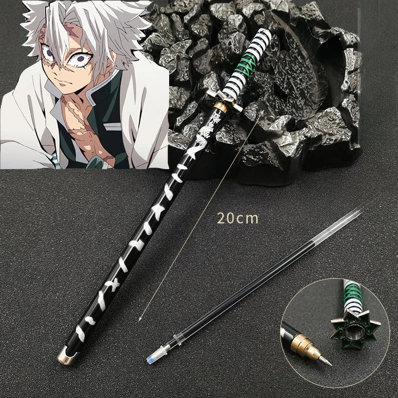 New 17 Styles Japan Anime Demon Slayer Model Gel Pen 0.5mm Black Refill Cosplay Prop Kid Student Gift SlayerWeapon Sword