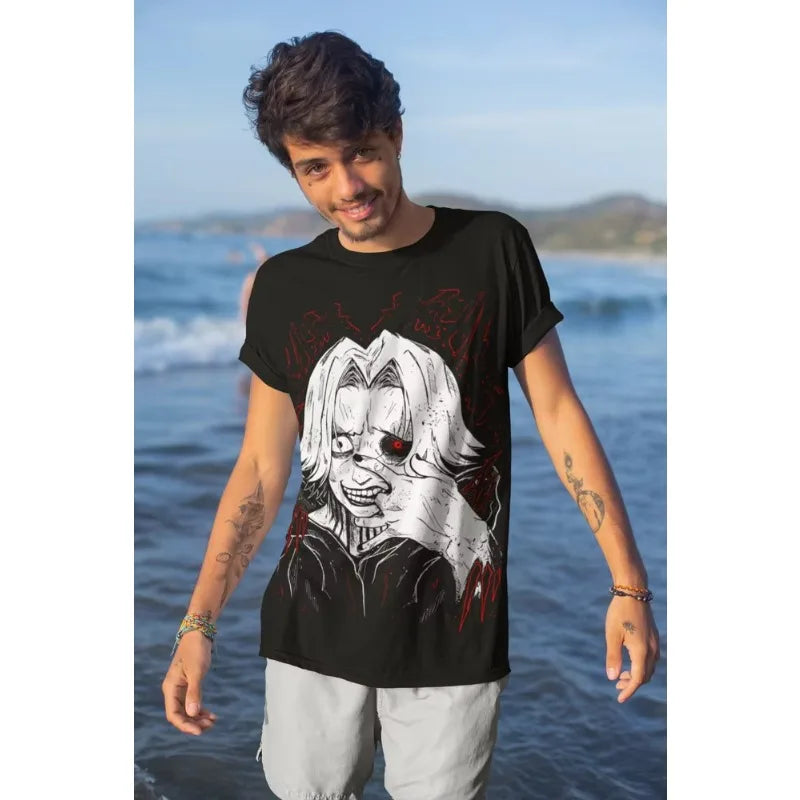 Trend Summer 2025 Cosplay Anime Seidou Takizawa Tokyo Ghoul T-shirt Manga Strip Anime Unisex Shirt Soft Tee Anime Clothes