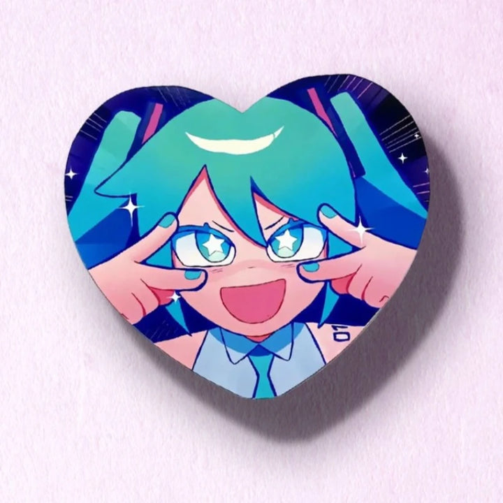 Anime Heart Shaped  Miku | Anime | Funny | Cute Kawaii Enamel Pin