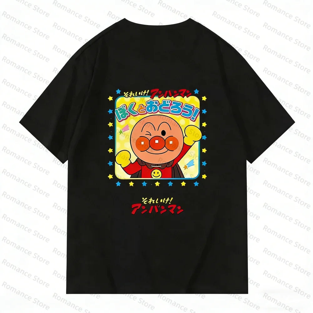 Anpanman All Friends Group Print T-shirt Men's Shirt Women t-shirt Anime Short Sleeve Tees Casual Summer Daily Wear Cartoon Tops