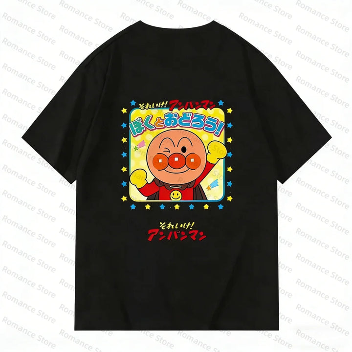 Anpanman All Friends Group Print T-shirt Men's Shirt Women t-shirt Anime Short Sleeve Tees Casual Summer Daily Wear Cartoon Tops