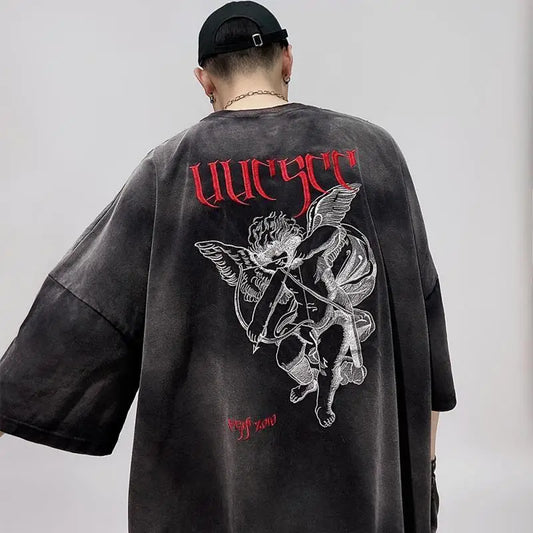 Men’s Acid Anime Graphic Oversized T-Shirt