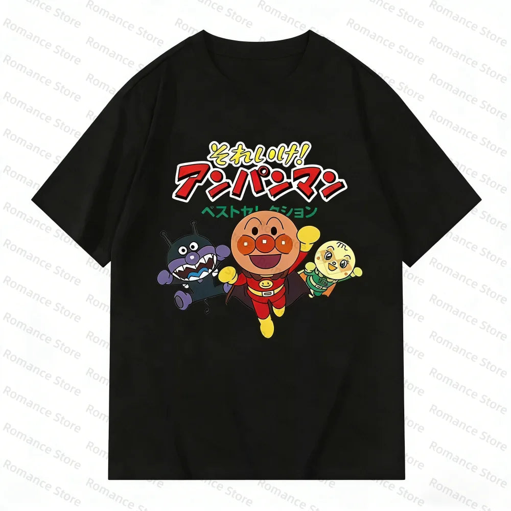 Anpanman All Friends Group Print T-shirt Men's Shirt Women t-shirt Anime Short Sleeve Tees Casual Summer Daily Wear Cartoon Tops