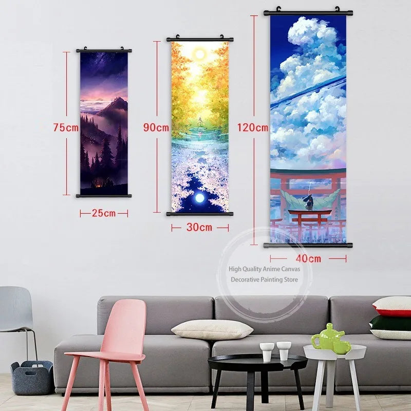 Anime Sailor Moon Canvas Scroll Hanging Painting Anime Peripheral Creative DIY Anime Exhibition Wall Painting Poster Wholesale